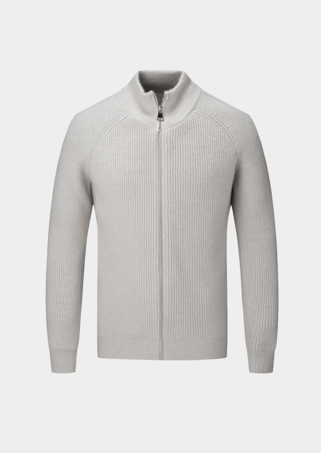 Men’s Knit Cardigan with Full Zip and High Collar