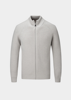 Men’s Knit Cardigan with Full Zip and High Collar