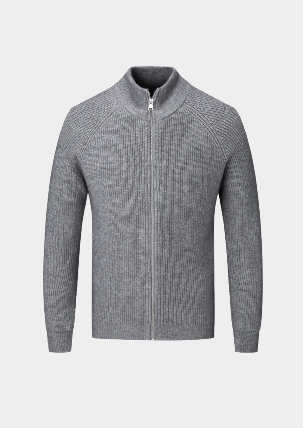 Men’s Knit Cardigan with Full Zip and High Collar