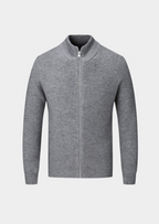 Men’s Knit Cardigan with Full Zip and High Collar