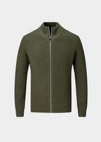 Men’s Knit Cardigan with Full Zip and High Collar