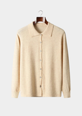 Men’s Knit Cardigan with Polo Collar and Button Front