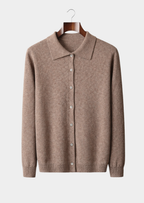 Men’s Knit Cardigan with Polo Collar and Button Front