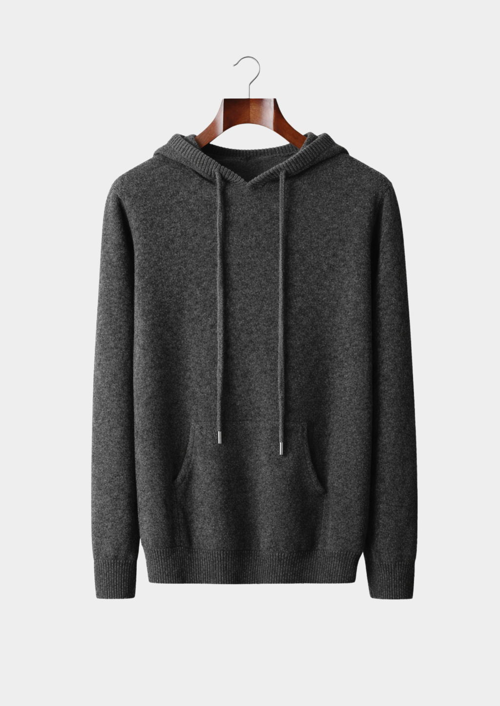 Men’s Knit Hoodie with Drawstring Hood and Ribbed Cuffs