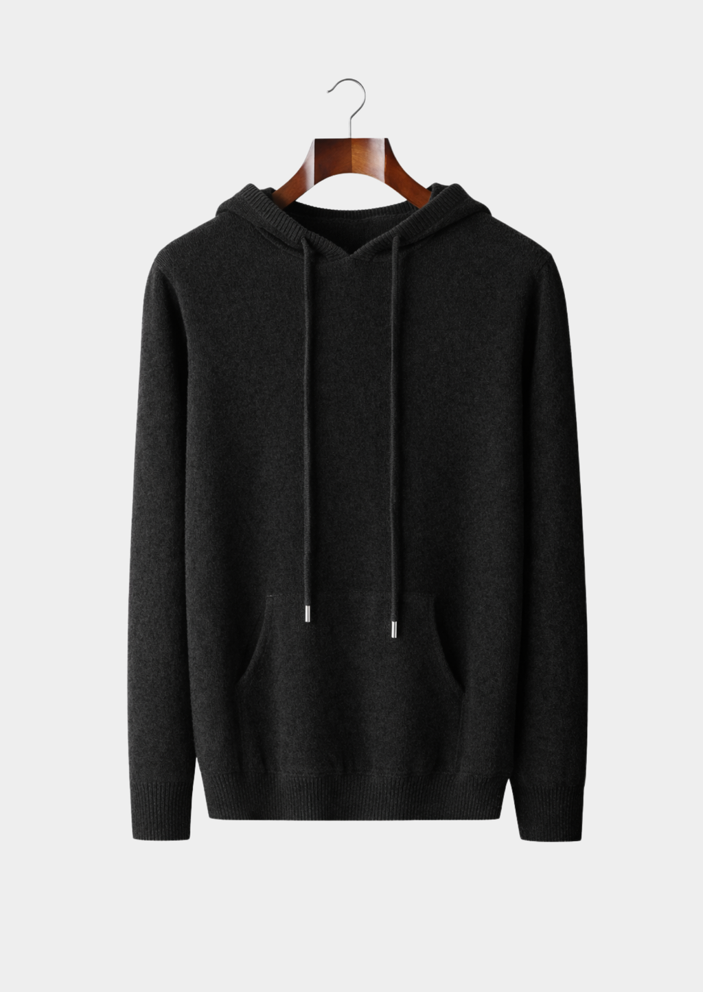 Men’s Knit Hoodie with Drawstring Hood and Ribbed Cuffs