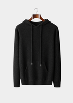 Men’s Knit Hoodie with Drawstring Hood and Ribbed Cuffs