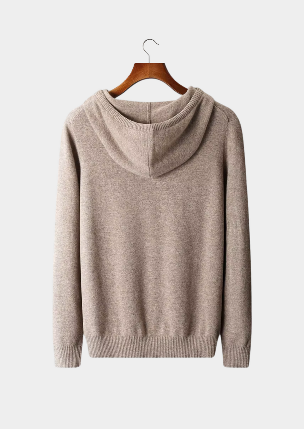 Men’s Knit Hoodie with Drawstring Hood and Ribbed Cuffs