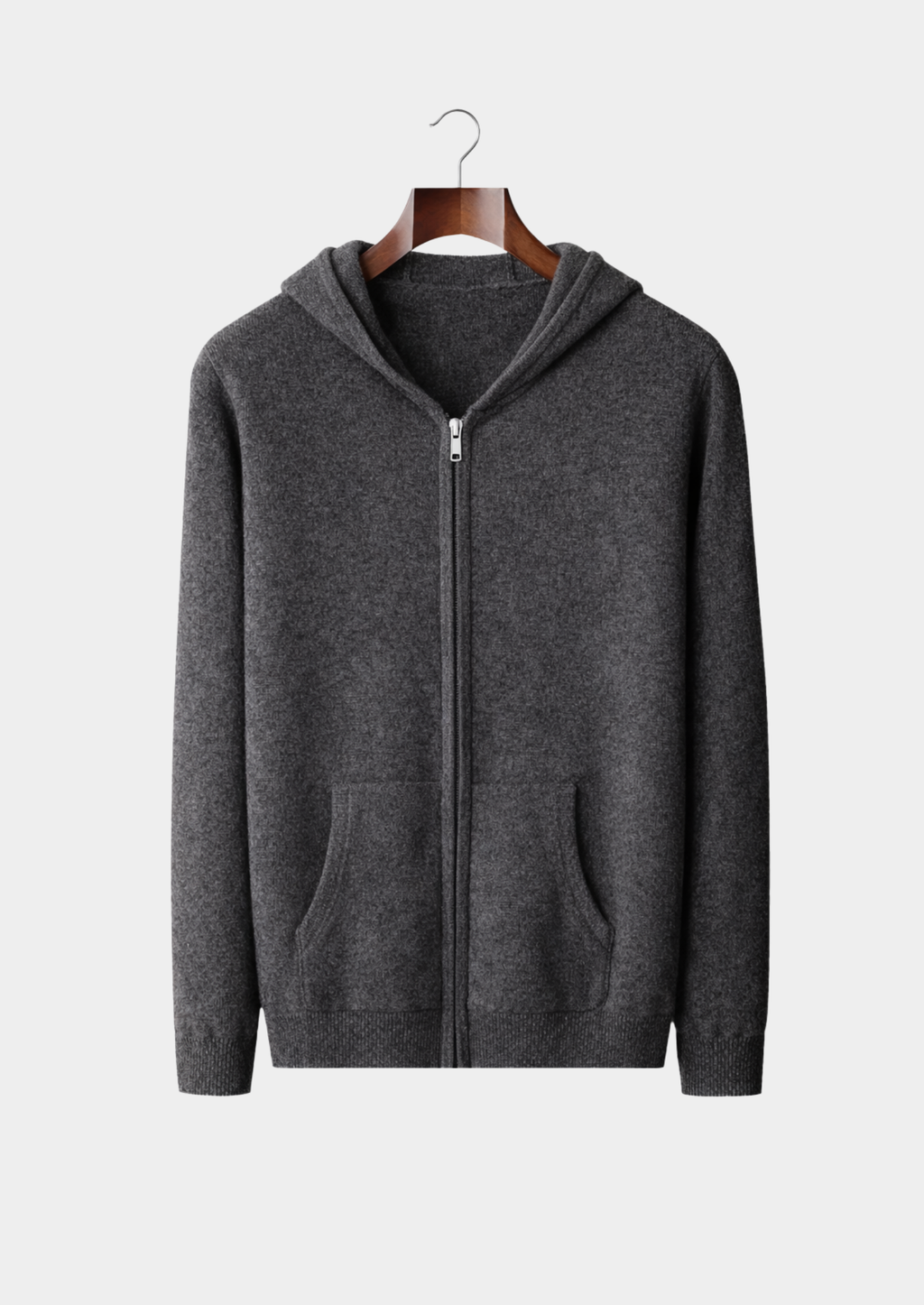 Men’s Knit Sweater with Full Zip and Hood