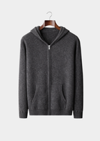 Men’s Knit Sweater with Full Zip and Hood