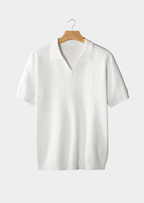 Men’s Ribbed Polo Shirt with Open Collar