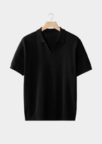 Men’s Ribbed Polo Shirt with Open Collar