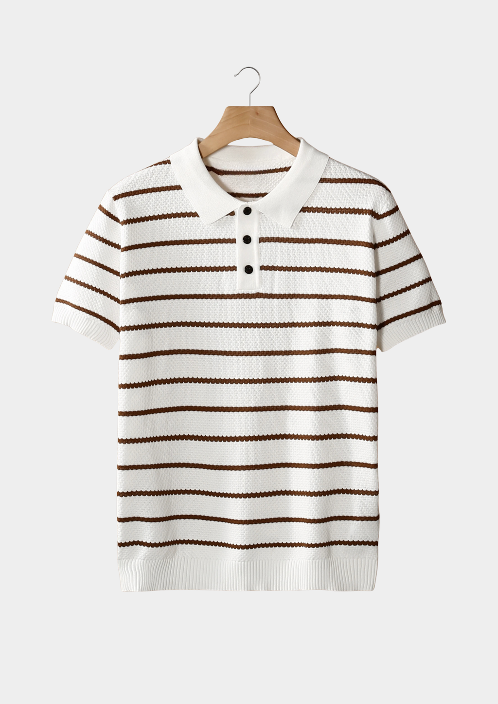 Men’s Striped Polo Shirt with Button Placket