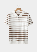 Men’s Striped Polo Shirt with Button Placket