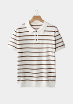Men’s Striped Polo Shirt with Button Placket