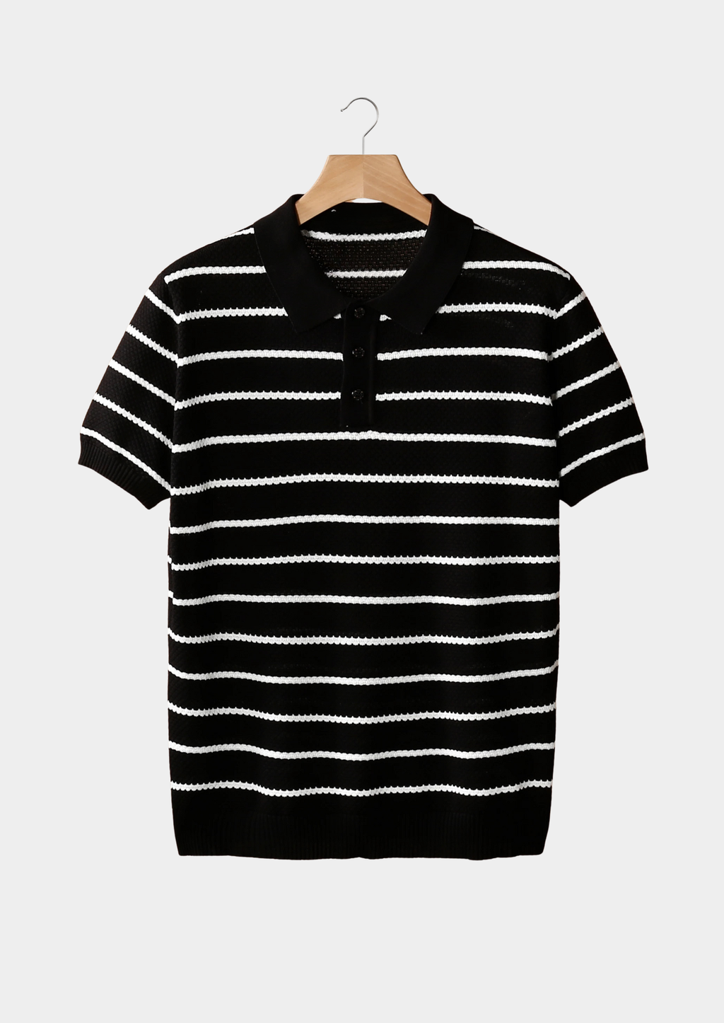 Men’s Striped Polo Shirt with Button Placket