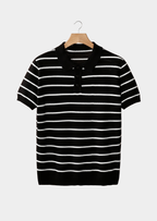Men’s Striped Polo Shirt with Button Placket