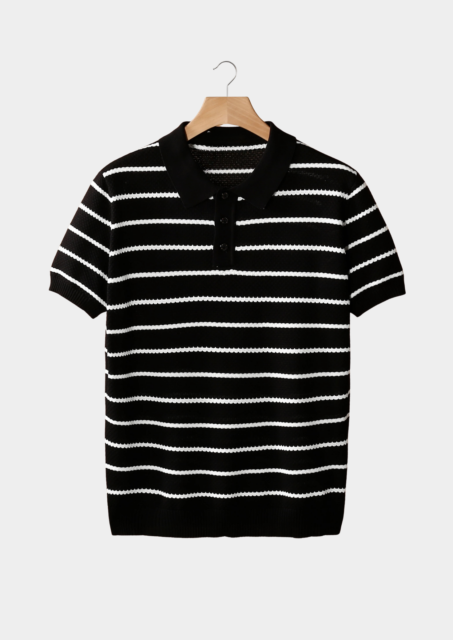 Men’s Striped Polo Shirt with Button Placket