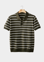 Men’s Striped Polo Shirt with Button Placket