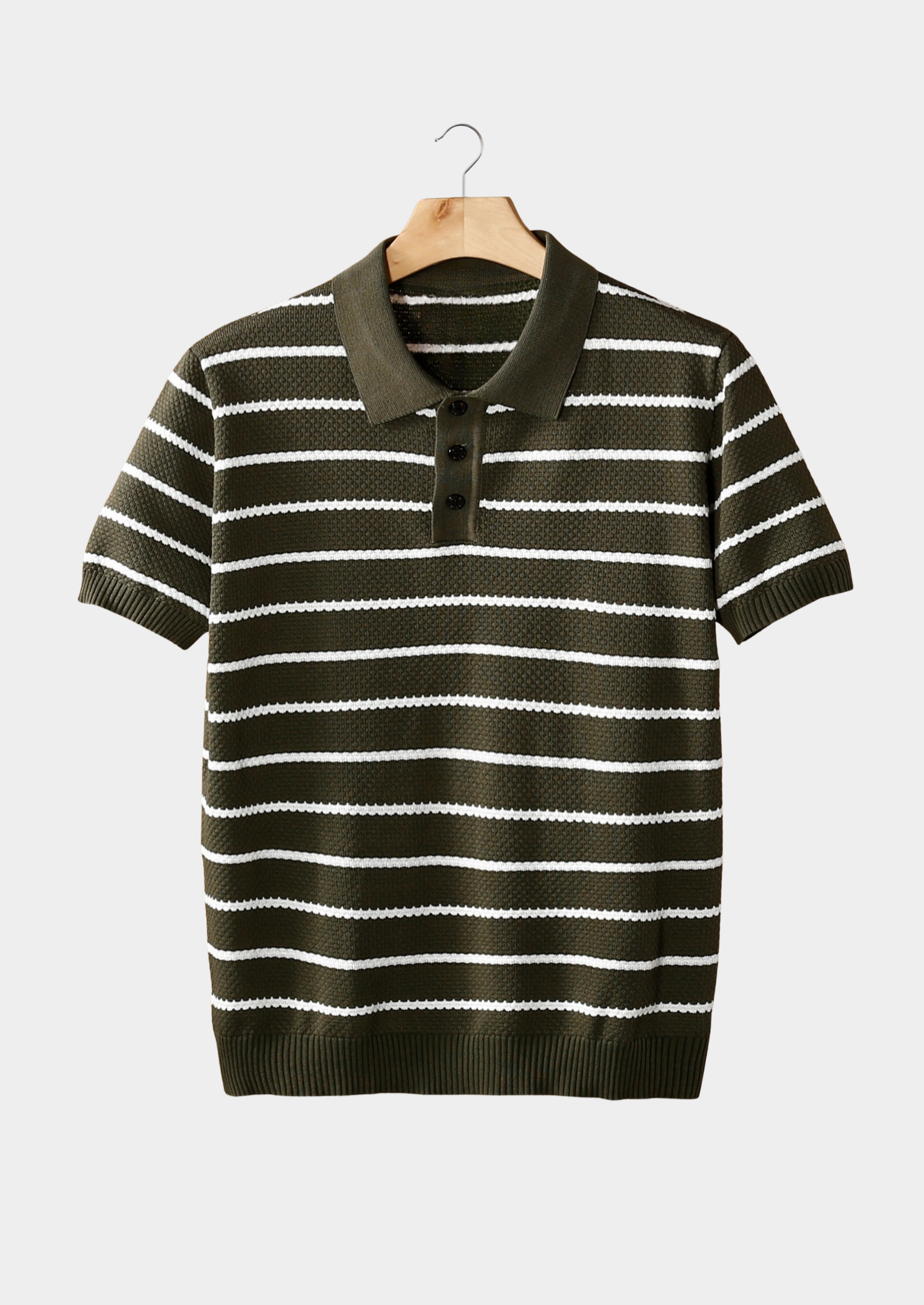 Men’s Striped Polo Shirt with Button Placket