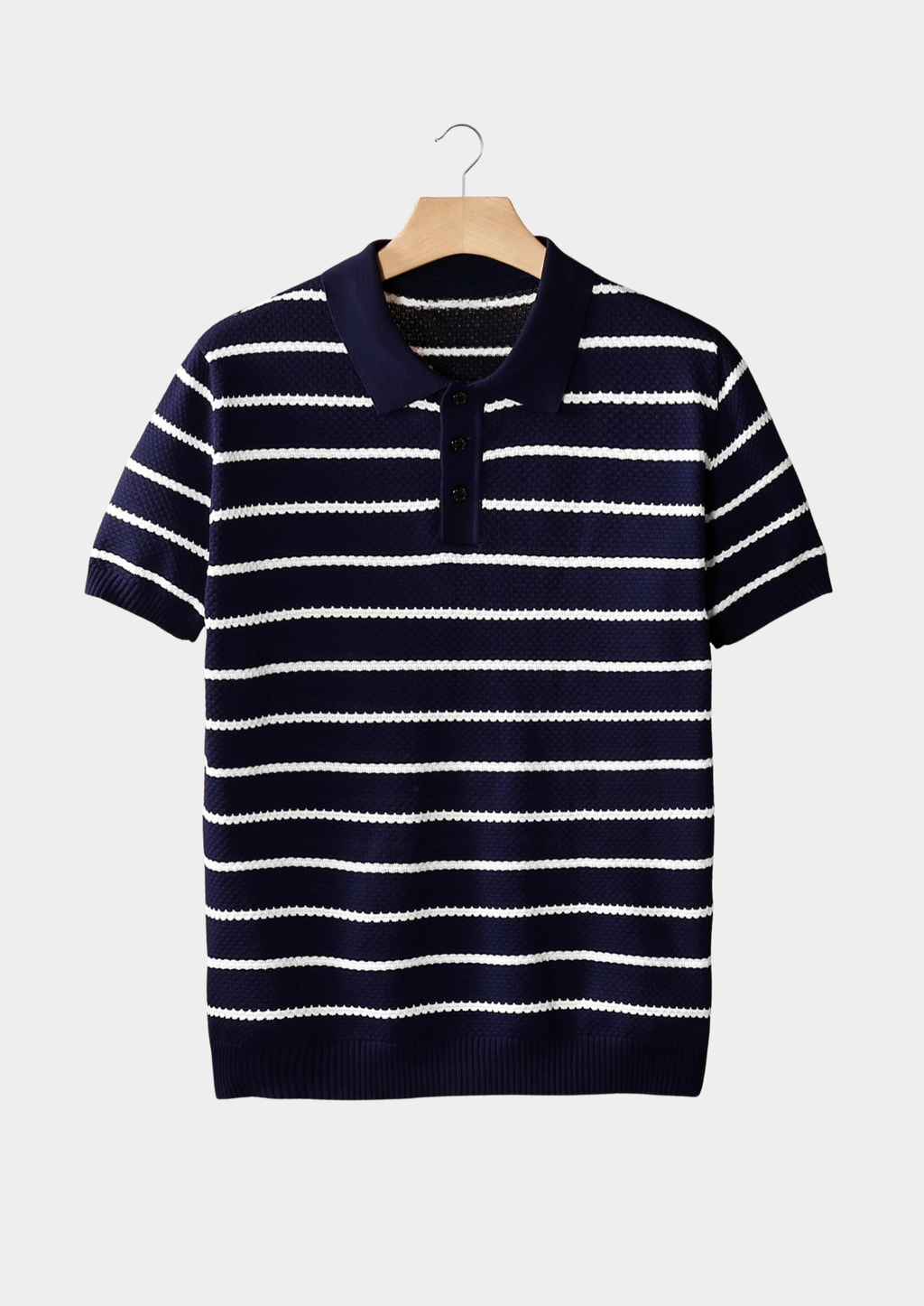 Men’s Striped Polo Shirt with Button Placket