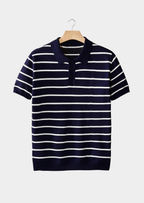 Men’s Striped Polo Shirt with Button Placket