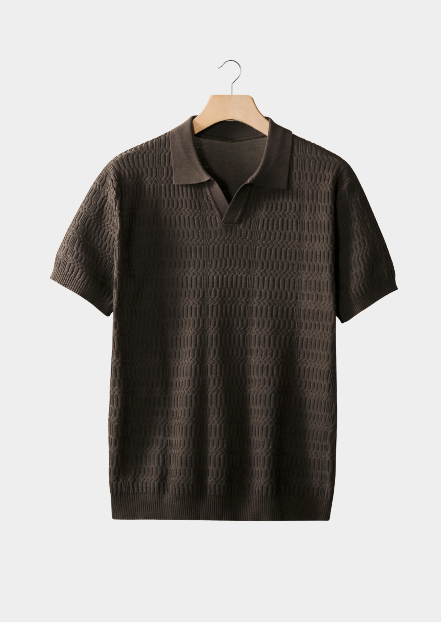 Men’s Textured Knit Polo with Short Sleeves