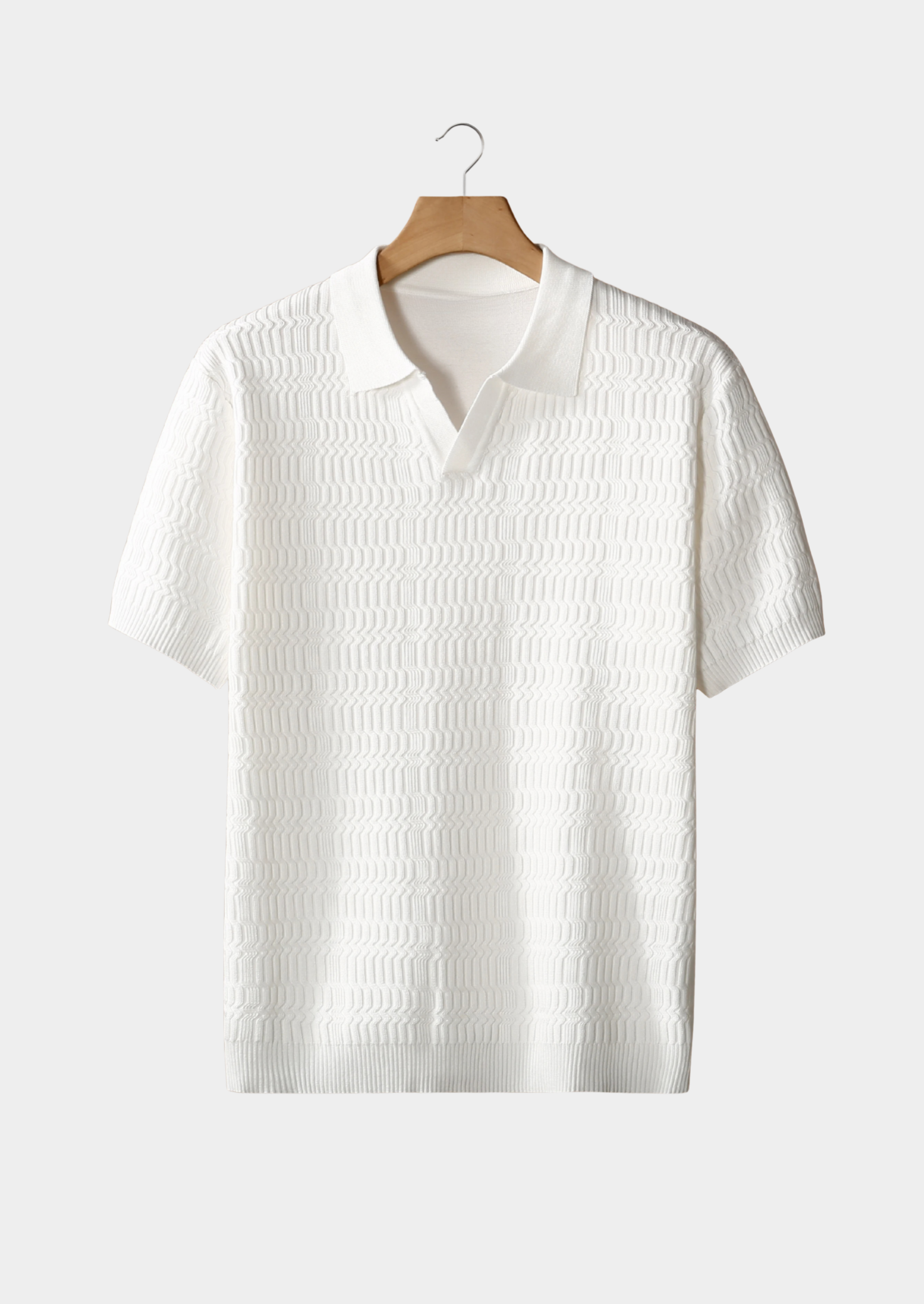 Men’s Textured Knit Polo with Short Sleeves
