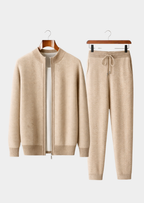 Men’s Two-Piece Set with Long Sleeve Top and Elastic Waist Trousers