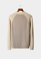 Men’s Two-Tone Knit Polo Sweater with Zip Collar