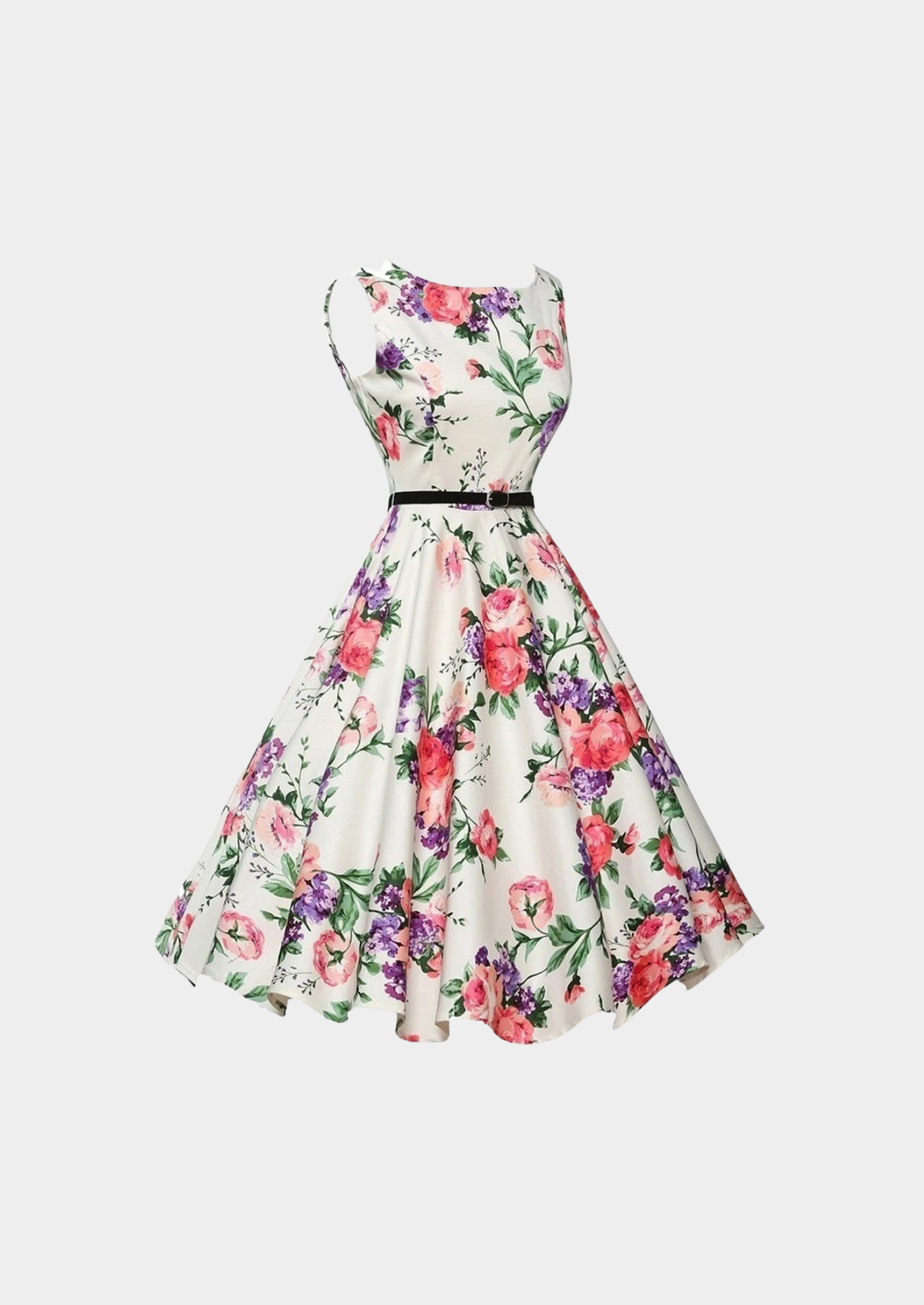 Women’s Floral Mid-Calf Dress with Short Sleeves