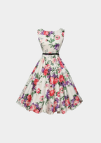 Women’s Floral Mid-Calf Dress with Short Sleeves