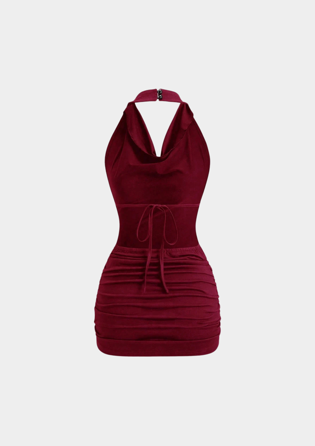 Women’s Halter Mini Dress with Open Back and Tie Detail