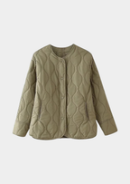 Women’s Quilted Jacket with Round Neck and Button Front