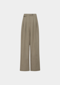 Women’s Straight Wide-Leg Pants with Pleats and Belt Loops