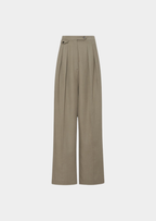 Women’s Straight Wide-Leg Pants with Pleats and Belt Loops